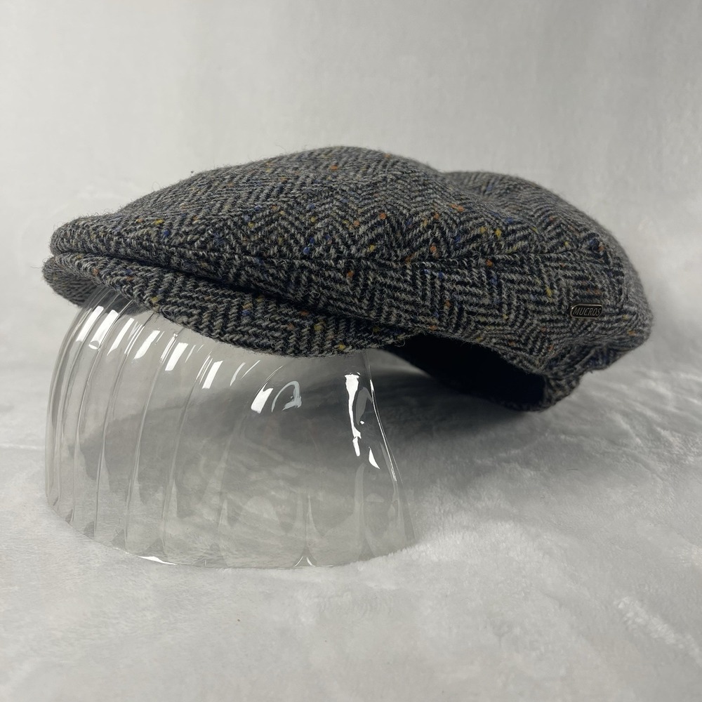 Mucros Weavers Trinity Newsboy Flat Cap Size L Wool Herringbone Irish Tweed